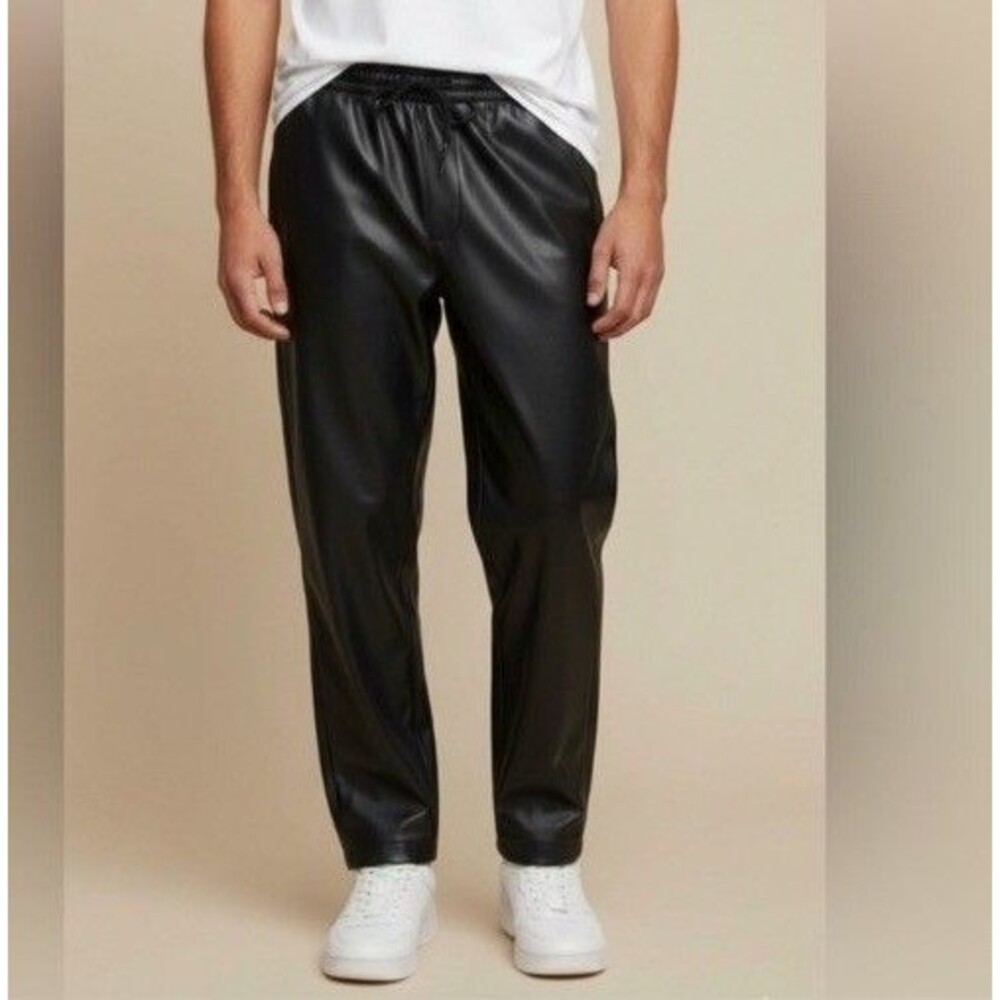 Mode of One Men's Relaxed-Fit Faux-Leather Pull-On Pants Joggers Sz: XXL